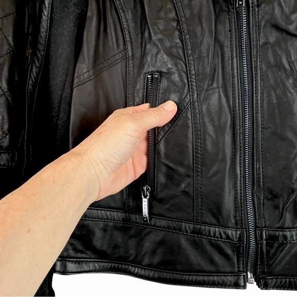 VTG Genuine Leather and Wool Jacket Ashley B Bernardo from Nordstrom Black Y2K S - Picture 5 of 13